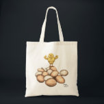 Bolsa Tote Strong Chick Bag<br><div class="desc">Add a touch of playful charm to your everyday errands with this tote bag featuring an original illustration of a cheerful little chick standing proudly on a pile of eggs. The warm, painterly style and expressive character bring a sense of humor and personality to the design, making it both eye-catching...</div>