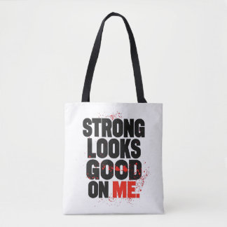Bolsa Tote Strong Looks Good on Me – Gym Motivation Typograph