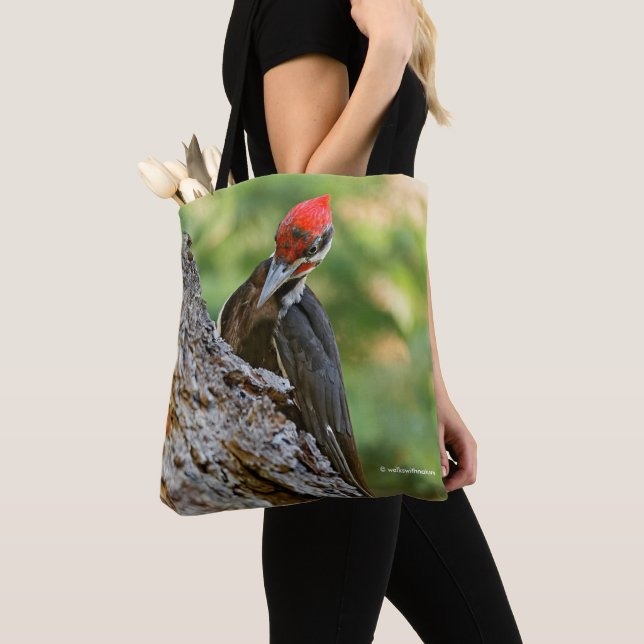 Bolsa Tote Stunning Portrait of Pileated Woodpecker on Tree (Close Up)