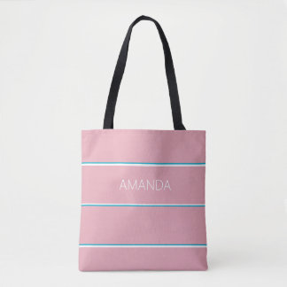 Bolsa Tote Stylish Pink and Blue Name