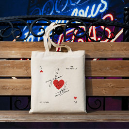 Bolsa Tote Stylish Script Heart Casino Vegas Wedding Favor