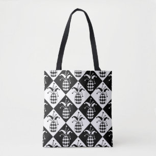 Bolsa Tote Stylized pineapple. Hat and rhombus Harlequin. Sea