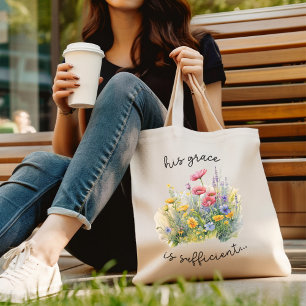Bolsa Tote Sua Graça É Suficiente Em Flor Selvagem Elegante