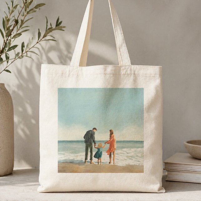 Bolsa Tote Sua Própria Obra de Arte | Envie Sua Pintura Desen (A custom tote personalized with your own artwork)