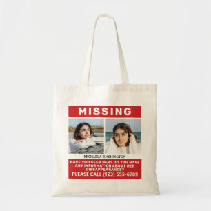 Bolsa Tote SUAS Fotos e Texto "PESSOA DESAPARECIDA"