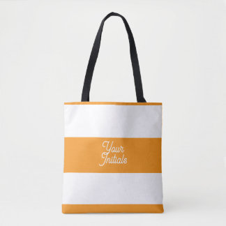 Bolsa Tote Suas iniciais Citrus Laranja + Listras Brancas