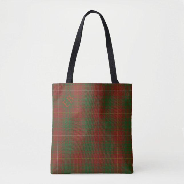 Bolsa Tote Suas iniciais em Bruce Clan Tartan (Frente)