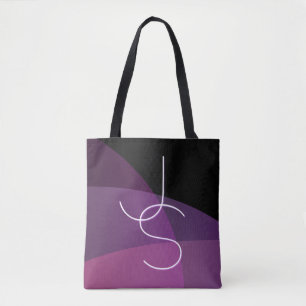 Bolsa Tote Suas iniciais sobrepostas Moderno Roxo e Rosa