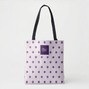 Bolsa Tote Suas Iniciais Violetas, Esmagadoras Espalham Flore
