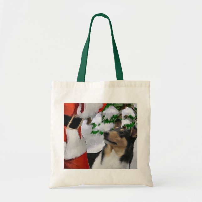Bolsa Tote Suave presentes de Natal Collie (Frente)