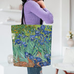 Bolsa Tote Subidas | Vincent Van Gogh<br><div class="desc">Irrises (1889) do artista poste-impressionista holandês Vincent Van Gogh. A pintura paisagística original é um óleo na canvas mostrando um jardim de flores floridas da íris. Use as ferramentas de design para adicionar texto personalizado ou personalizar a imagem.</div>