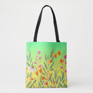 Bolsa Tote Sublimação de flores silvestres