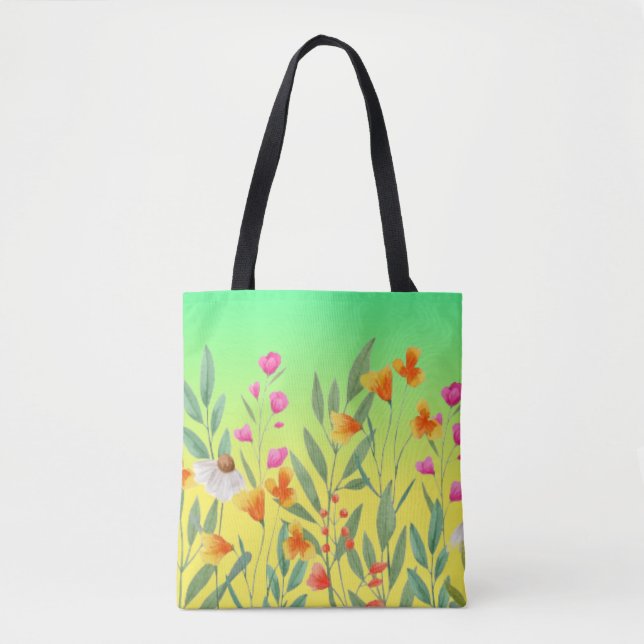 Bolsa Tote Sublimação de flores silvestres (Frente)