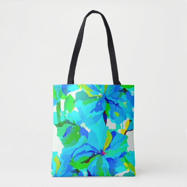 Bolsa Tote Sublime Himalayan Poppy Aqua Green Padrão Floral (Frente)