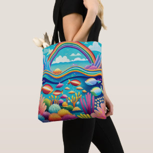 Bolsa Tote Submarino Colorido sob o arco-íris