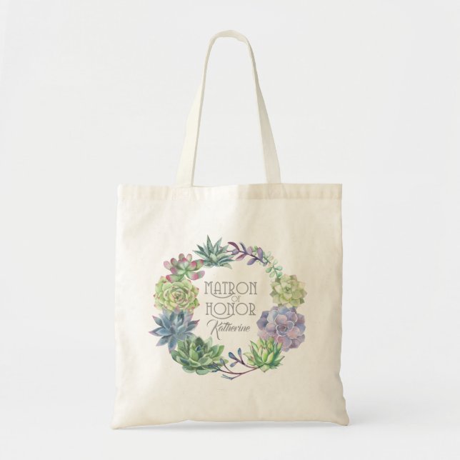 Bolsa Tote Succulents Wreath Matron of Honor ID517 (Frente)
