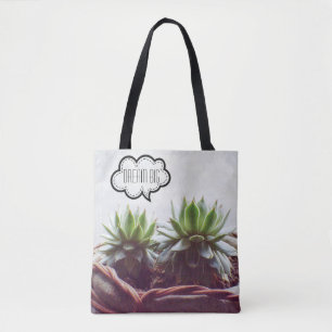 Bolsa Tote Succulium Dream Big Phrase