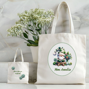 Bolsa Tote Suculente Adorable Green Watercolor Gnome