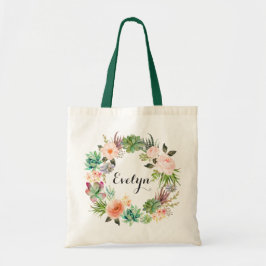 Bolsa Tote Suculentes Blush Floral Peach Greenerescente