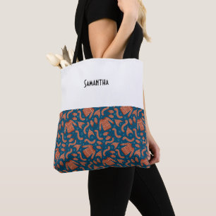 Bolsa Tote Suéter de Natal Feio Nome Branco Vermelho Scarf