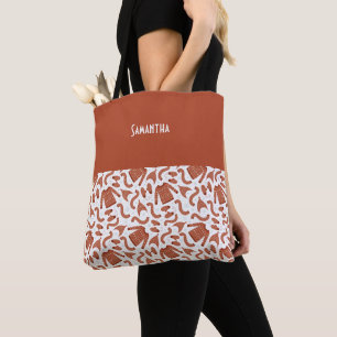Bolsa Tote Suéter de Natal Feio Nome Branco Vermelho Scarf