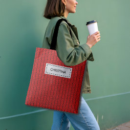 Bolsa Tote Suéter Falso de Tricô com Nome e Citação Personali