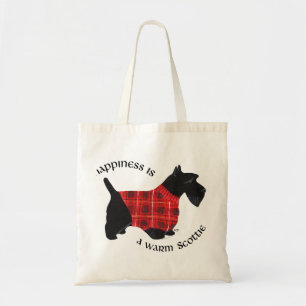 Bolsa Tote Suéter Xadrez Vermelho e Preto para Terrier Escocê