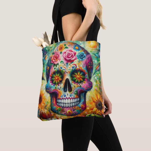 Bolsa Tote Sugar Skull Dia De Los Muertos Dia dos Mortos (Close Up)