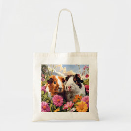 Bolsa Tote Suínos-guineenses entre flores silvestres