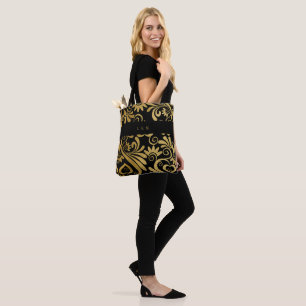 Bolsa Tote Sujãs Elegantes, Douradas e Pretas, monogramas