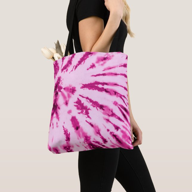 Bolsa Tote Summer Artsy Girly Neon Blush Pink Tie Dye Padrão (Close Up)