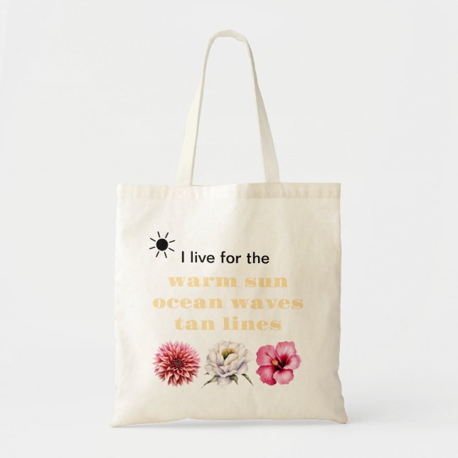 Bolsa Tote Summer Beach Bag with Flowers and Sun (Frente)