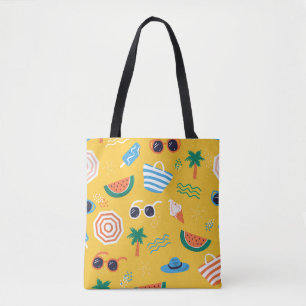 Bolsa Tote Summer Beach: Padrão Colorido e Sem Costura