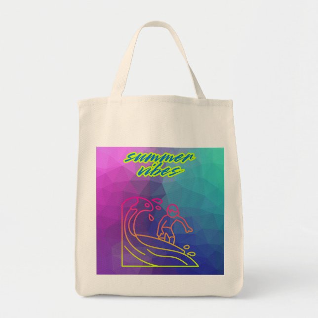 Bolsa Tote Summer vibe o garoto surfando. (Frente)