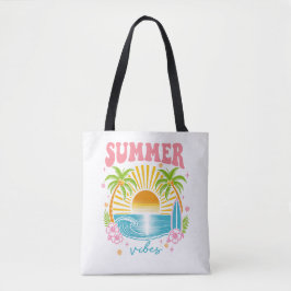 Bolsa Tote "Summer Vibes" Cheerful Boho Beach Palm Trees