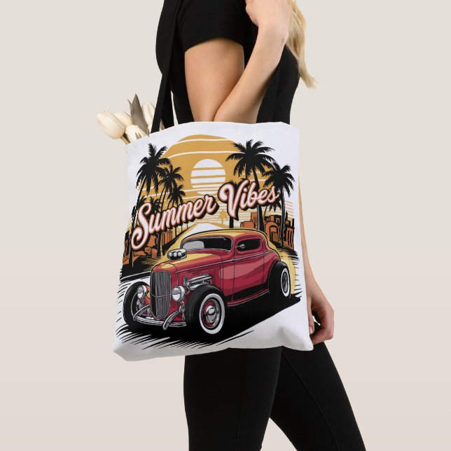 Bolsa Tote Summer Vibes Classic Car (Close Up)