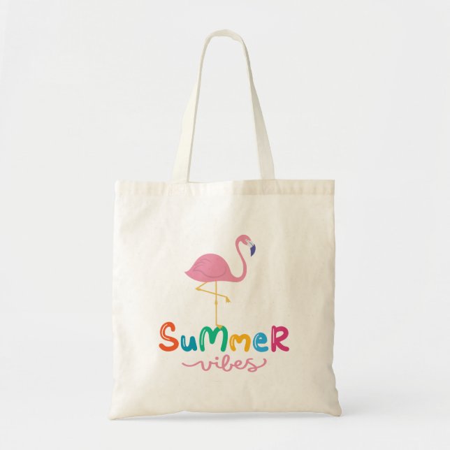 Bolsa Tote Summer Vibes Flamingo Mulheres (Frente)