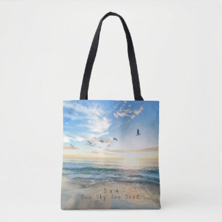 Bolsa Tote Sun. Céu. Mar. Areia. Cena da praia