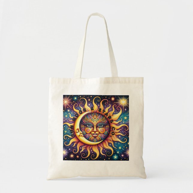 Bolsa Tote Sun, Lua e Estrelas Co. (Frente)