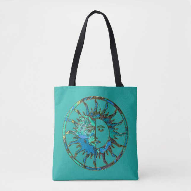 Bolsa Tote Sun & lua - verde azul + seu backgr. (Frente)