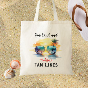 Bolsa Tote Sun, Sand e Tan Lines" Praia Personalizada