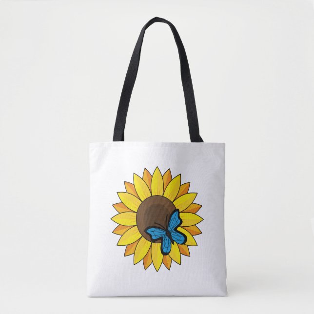 Bolsa Tote Sunflower and Blue Butterfly (Frente)