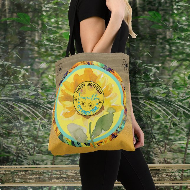 Bolsa Tote Sunflower Birday Girl Yellow (Sunflower Birthday Girl Yellow Black Tote Bag)