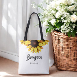 Bolsa Tote Sunflower Bridesmaid Wedding Floral