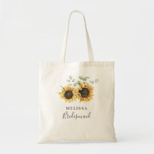 Bolsa Tote Sunflower Eucalyptus Floral Wedesmaid