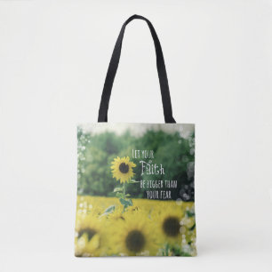 Bolsa Tote Sunflower Faith Maior que Medo