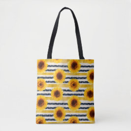 Bolsa Tote Sunflower Stripes Navy & Yellow 