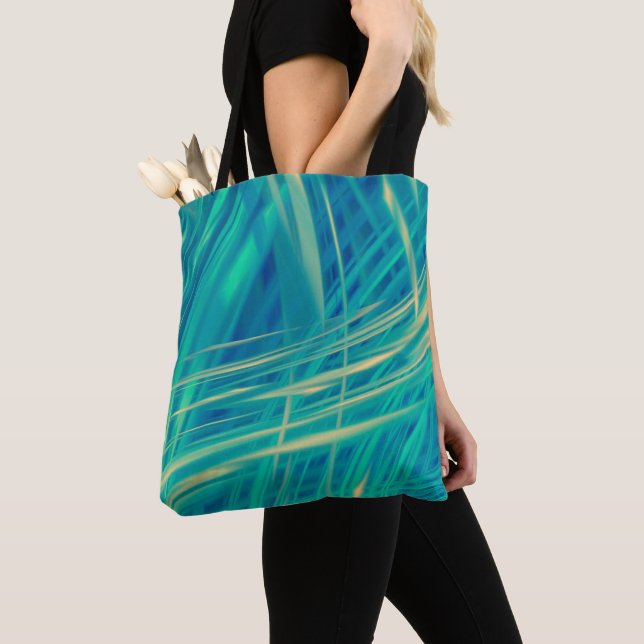 Bolsa Tote Sunlight Through Teal Abstrato (Close Up)