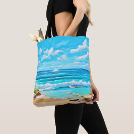 Bolsa Tote Sunny Beach Waves Design