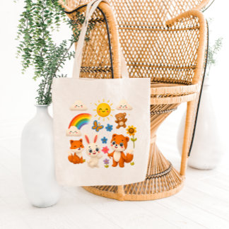 Bolsa Tote Sunny Rainbow Animal Friends Tote Bag